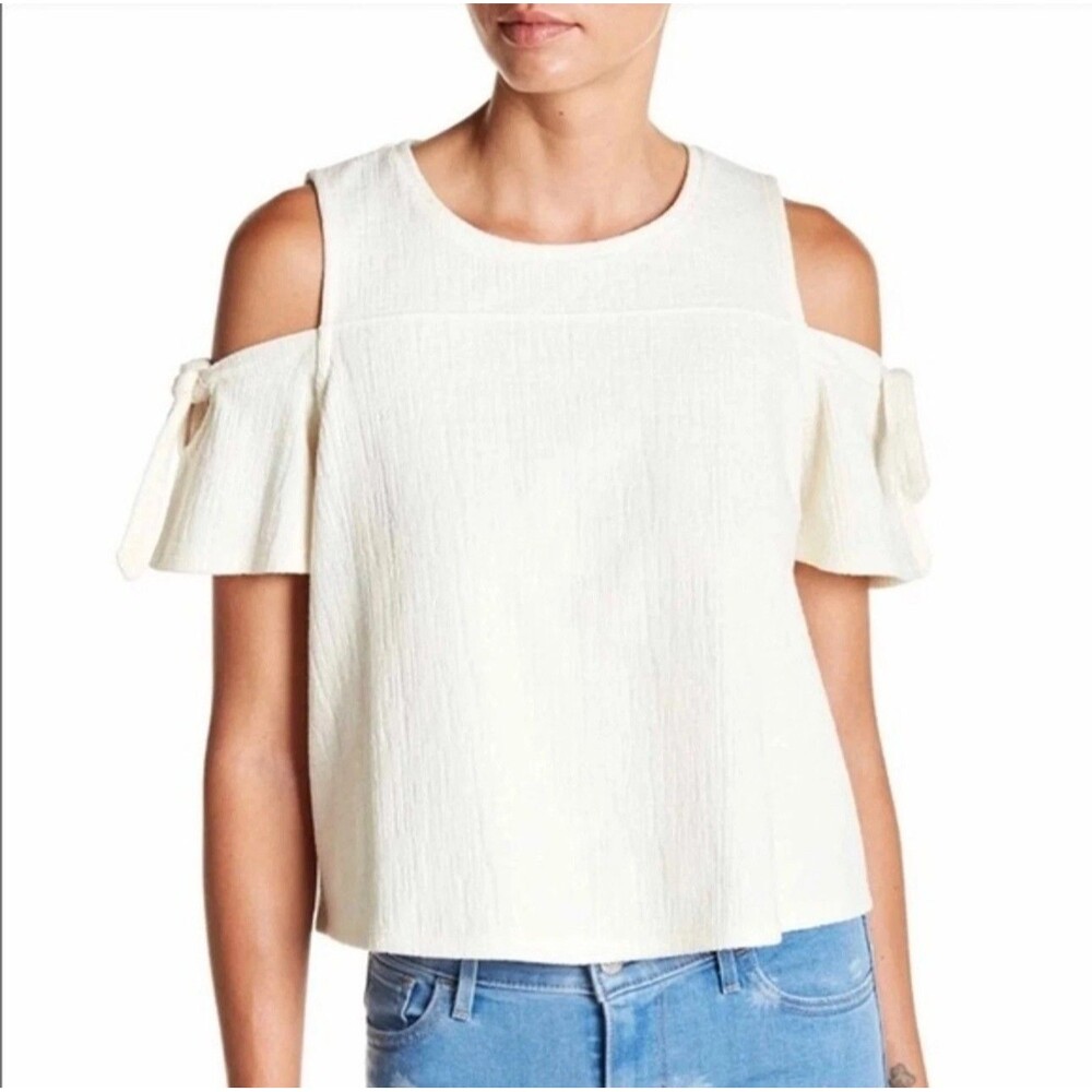 Madewell Top Women's (XL) Cream Skylark Cold-Shoulder Short Sleeve